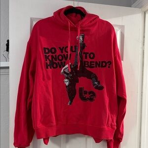 Red Graphic Pullover Hoodie with Black Print